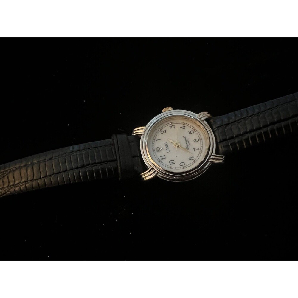Vintage Swiss Made Omni Quartz Watch Ladies Diamond Edition Leather Band New Bat